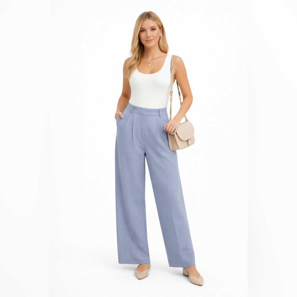 Abercrombie & Fitch Periwinkle Sloane Tailored Wide Leg Pant
